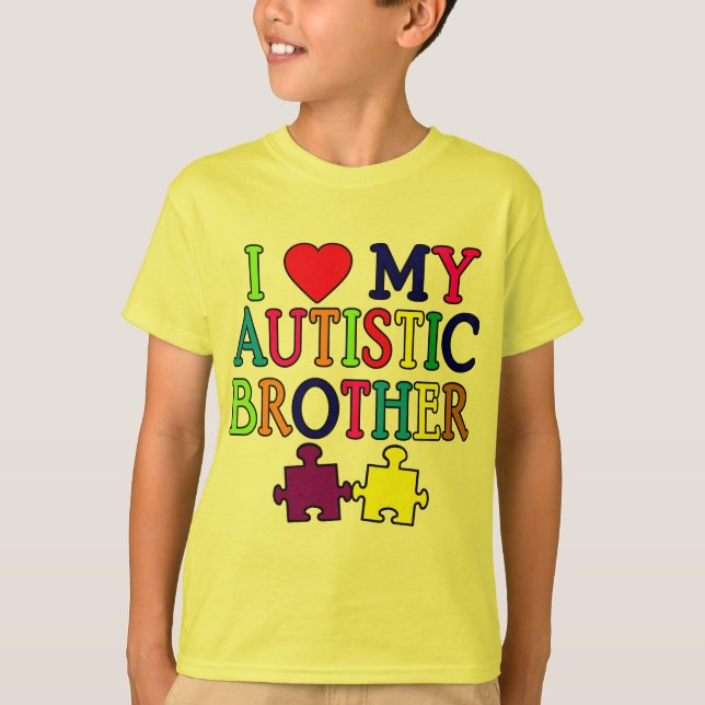 Camiseta I corazón mi Brother autístico (Anverso)