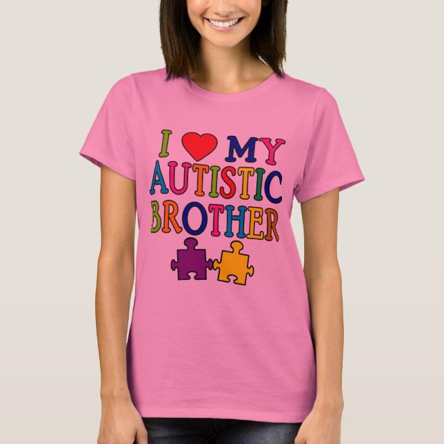 Camiseta I corazón mi Brother autístico (Anverso)