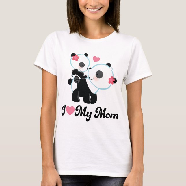 Camiseta I corazón mi panda de la mamá (Anverso)