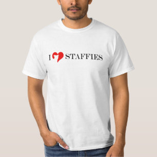Camiseta I corazón Staffies - hombres rojos y negros