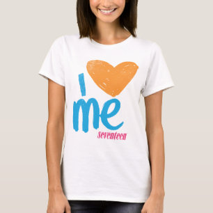 Camiseta I corazón yo Naranja-Aguamarina