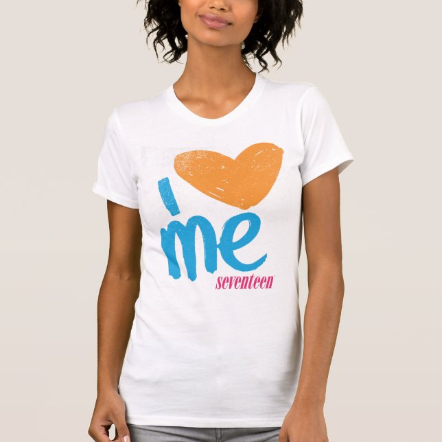 Camiseta I corazón yo Naranja-Aguamarina (Anverso)