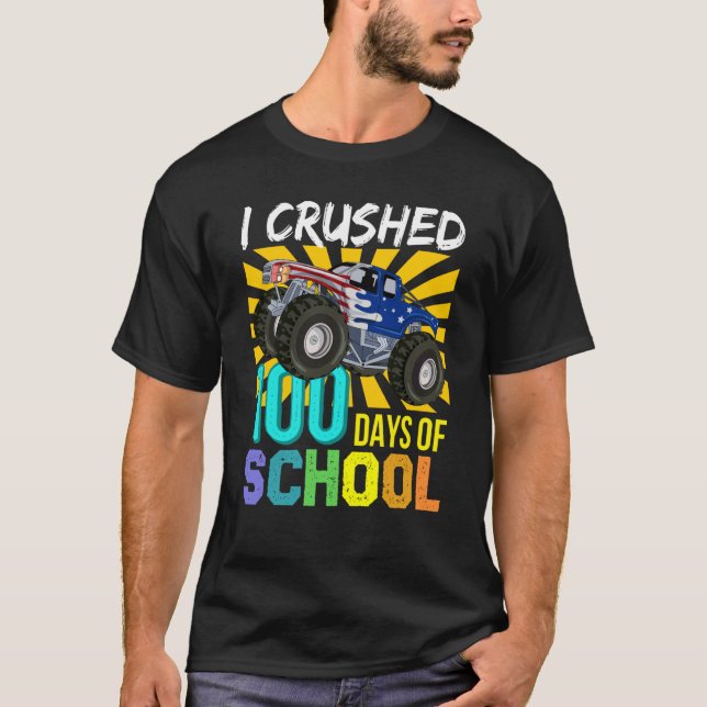 Camiseta I Crushed 100 Days Of School Boys Monster Truck (Anverso)