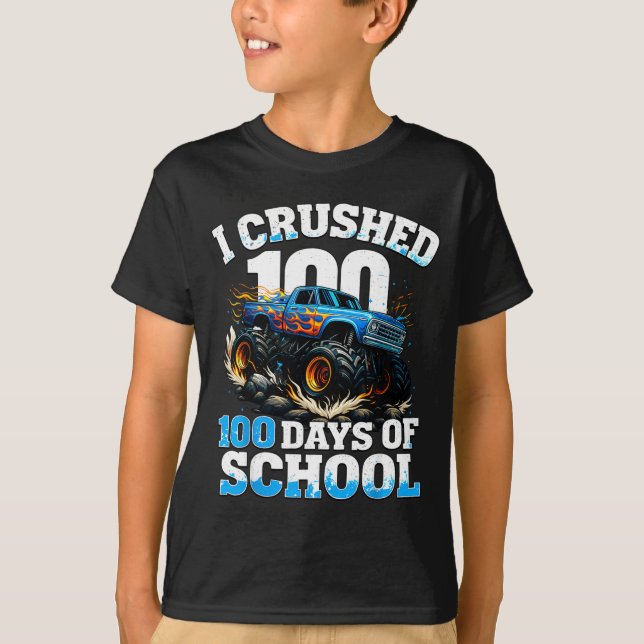 Camiseta I Crushed 100 Days Of School Monster Truck 100th D (Anverso)