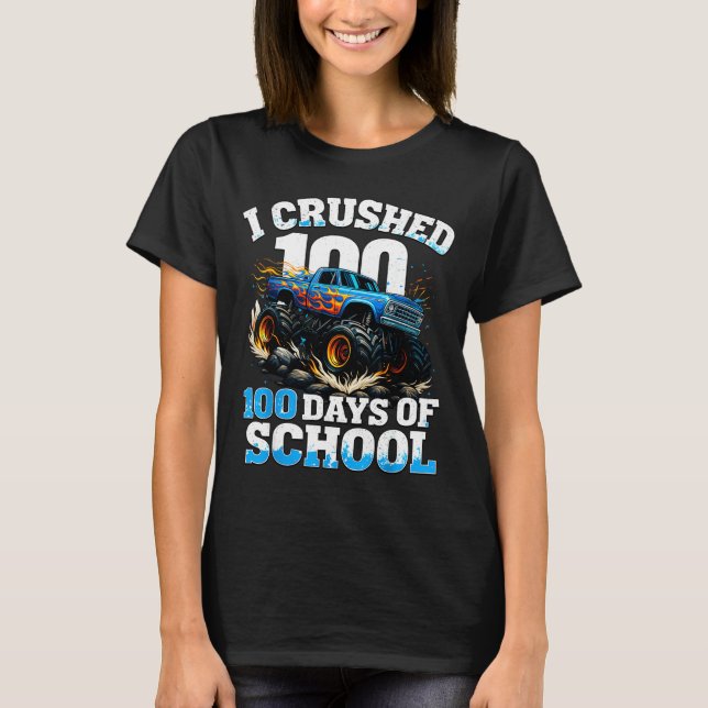Camiseta I Crushed 100 Days Of School Monster Truck 100th D (Anverso)