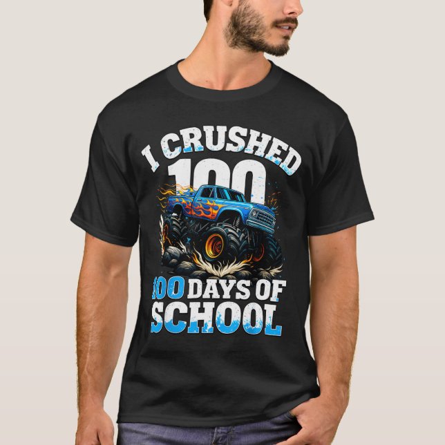 Camiseta I Crushed 100 Days Of School Monster Truck 100th D (Anverso)