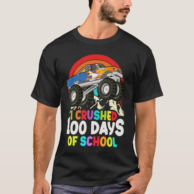 Camiseta I Crushed 100 Days Of School Monster Truck Kids Bo (Anverso)
