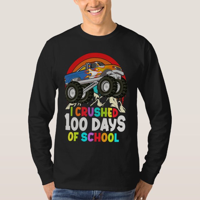Camiseta I Crushed 100 Days Of School Monster Truck Kids Bo (Anverso)