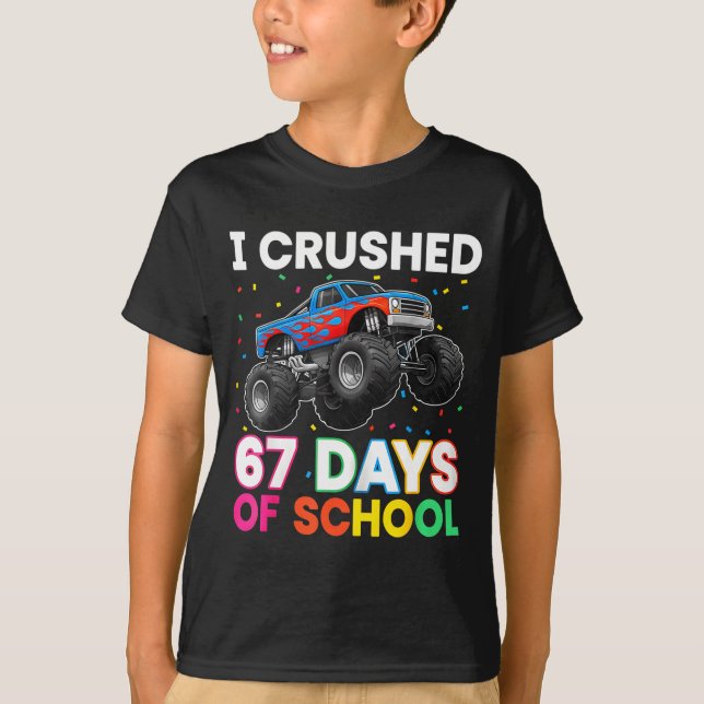 Camiseta I Crushed 67 Days Of School Monster Teacher Studen (Anverso)