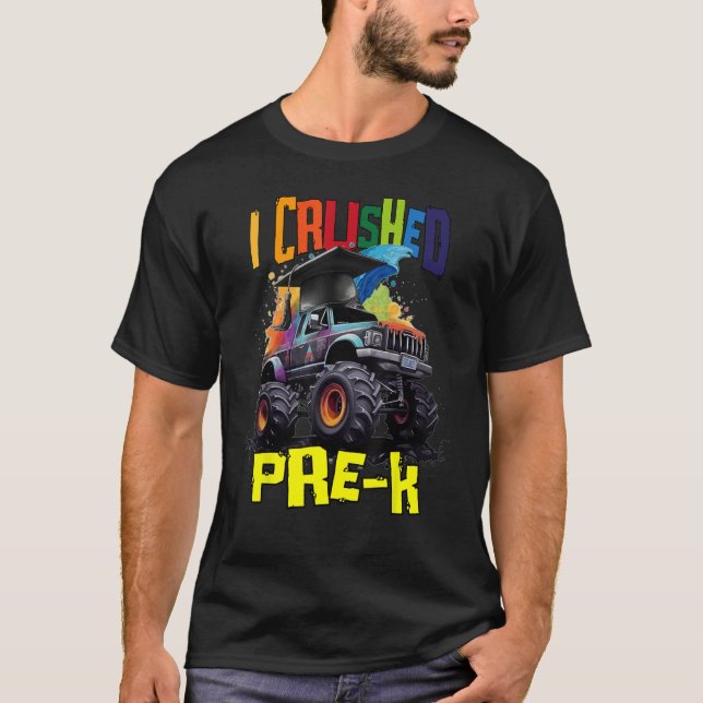 Camiseta I Crushed Pre K Monster Truck Graduation Cap Boys (Anverso)