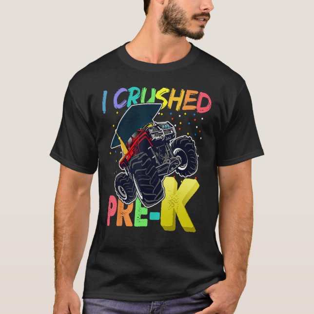 Camiseta I Crushed Pre K Monster Truck Graduation Cap  Boys (Anverso)