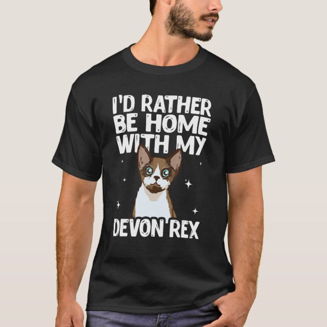 Camiseta I D Rather Be Home With My Devon Rex Cat (Anverso)