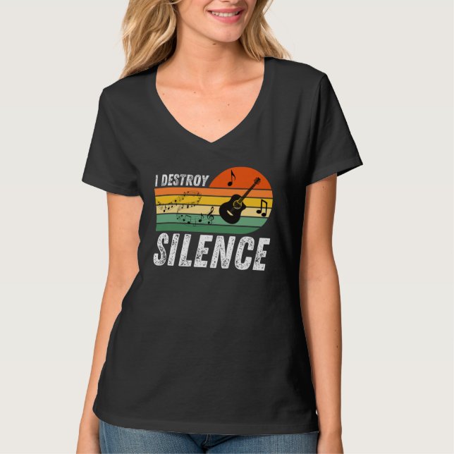Camiseta I Destroy Silence   Acoustic Guitar Musician (Anverso)