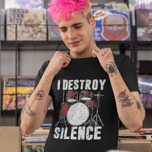 Camiseta I Destroy Silence Funny Drummer
