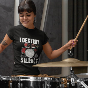 Camiseta I Destroy Silence Funny Drummer