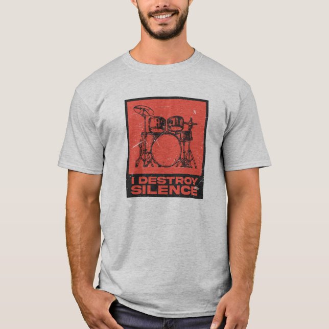 Camiseta I Destroy Silence - Retro Drummer (Anverso)