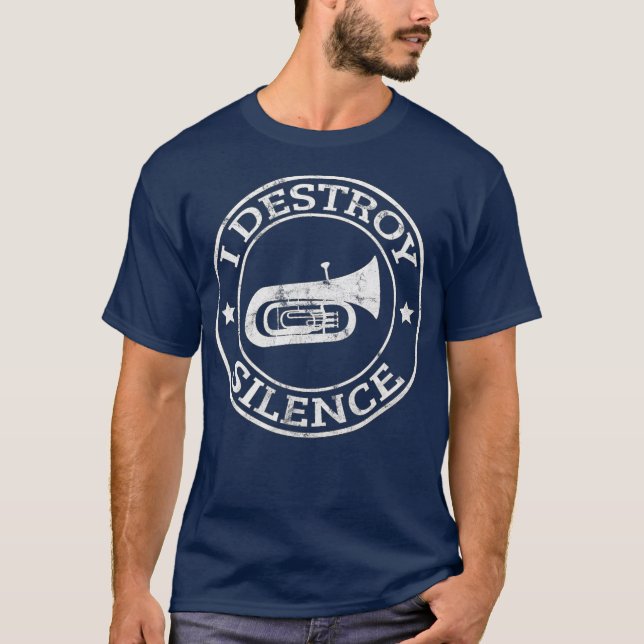 Camiseta I Destroy Silence Tuba Trumpet Player Brass Band (Anverso)