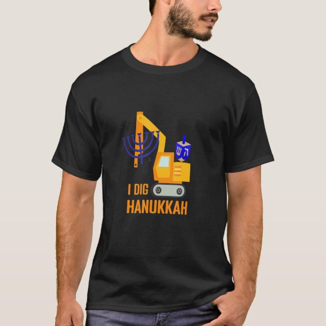Camiseta I Dig Hanukkah Excavator Construcción Niños Menora (Anverso)