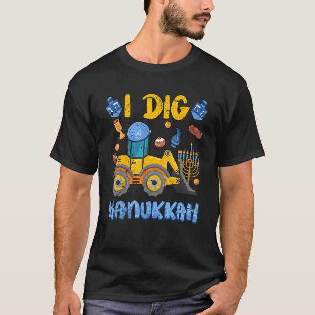 Camiseta I Dig Hanukkah Excavator Construction Toddler Kids (Anverso)