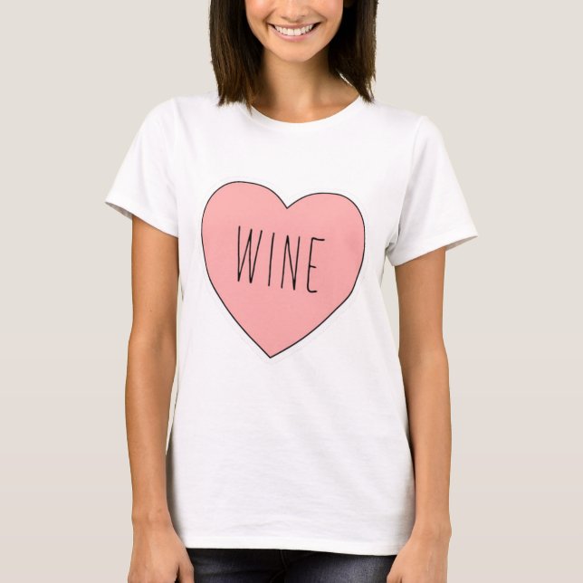 Camiseta I diversión del rosa del vino del corazón linda (Anverso)