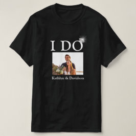 Camiseta I DO Engagement Ring Couple Photo Name Minimalista