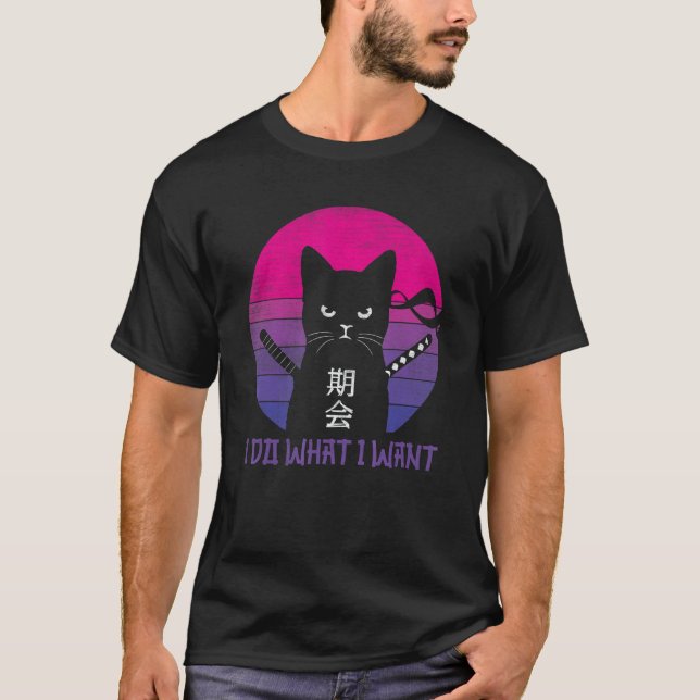 Camiseta I do what I want Black Cat  Japanese Cat Kitten (Anverso)