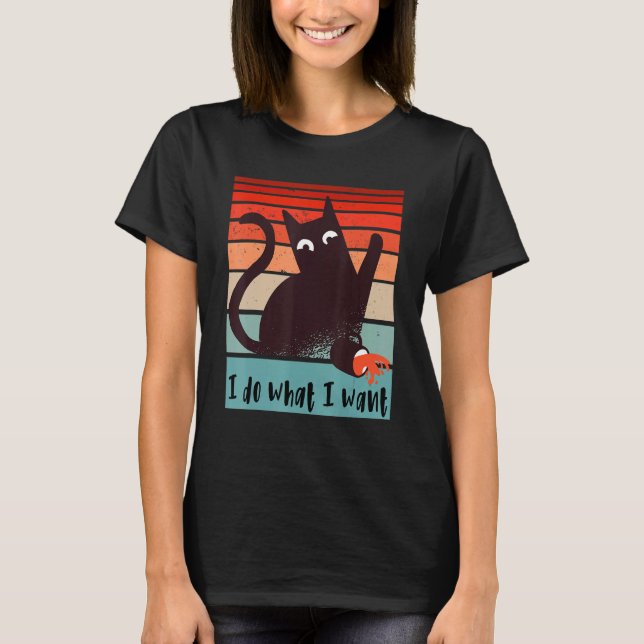 Camiseta I do what I want  rebel cat spilling a coffee cup (Anverso)