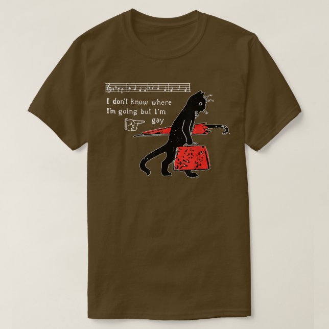 Camiseta I Dont Know Where Im Going But Im Gay Black Cat  (Diseño del anverso)