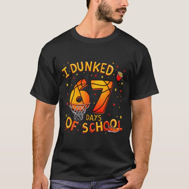 Camiseta I Dunked 67 Days Of School Basketball Boys Kids  (Anverso)