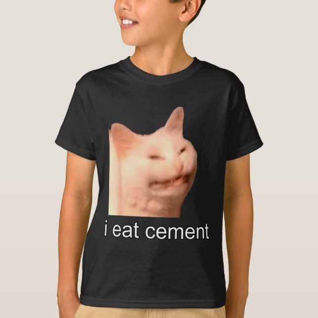 Camiseta I Eat Cement Cursed Cat Funny Oddly Specific Meme  (Anverso)