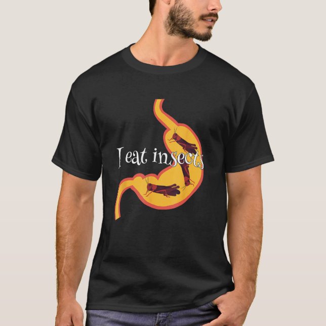 Camiseta I Eat Insects - Stomach with Crickets Design (Anverso)