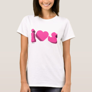 Camiseta I el caucho del corazón Ducks 3D (Girlie)