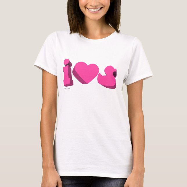 Camiseta I el caucho del corazón Ducks 3D (Girlie) (Anverso)