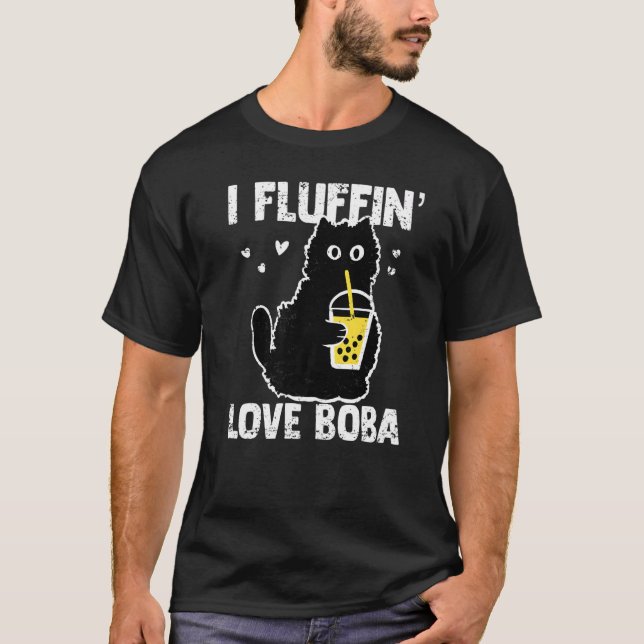 Camiseta I Fluffinu2019 Amo a Boba Funny Cat Bubble Tea Wom (Anverso)