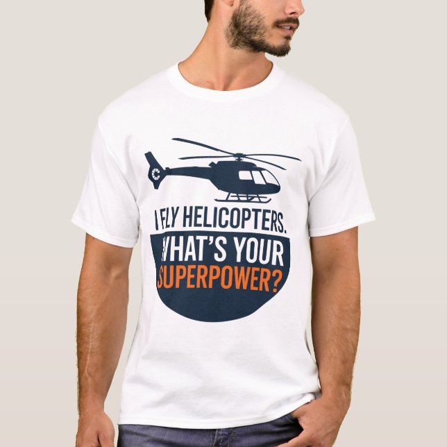 Camiseta I Fly Helicopters – Minimal Flat Badge Design (Anverso)