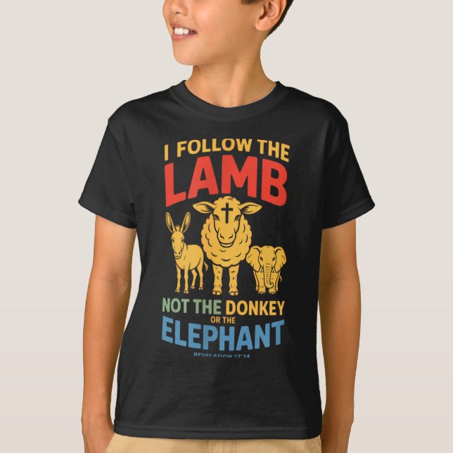 Camiseta I Follow The Lamb Not The Or The Elephant Christia (Anverso)