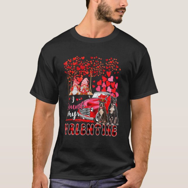 Camiseta I Found Valentine Two Cute Pit Bulls Couple Gnomes (Anverso)