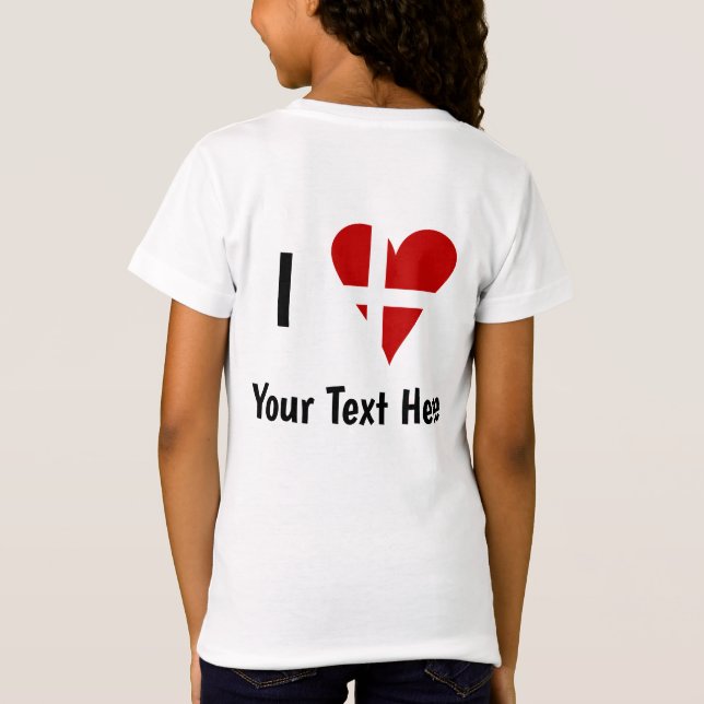 Camiseta I (Funky Heart Shaped Danish Flag) Su Texto (Reverso)