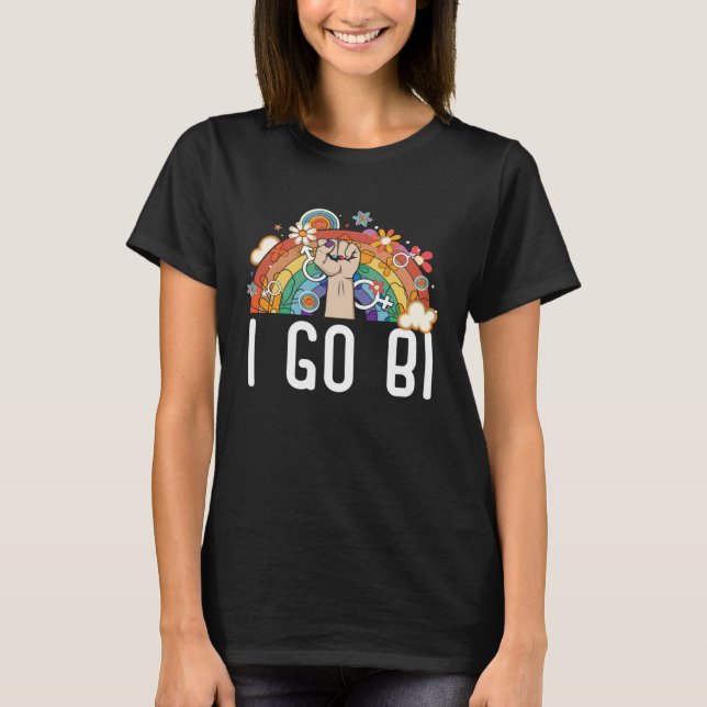Camiseta I go Bi Bisexual Marcha del Orgullo Arcoiris Bisex (Anverso)