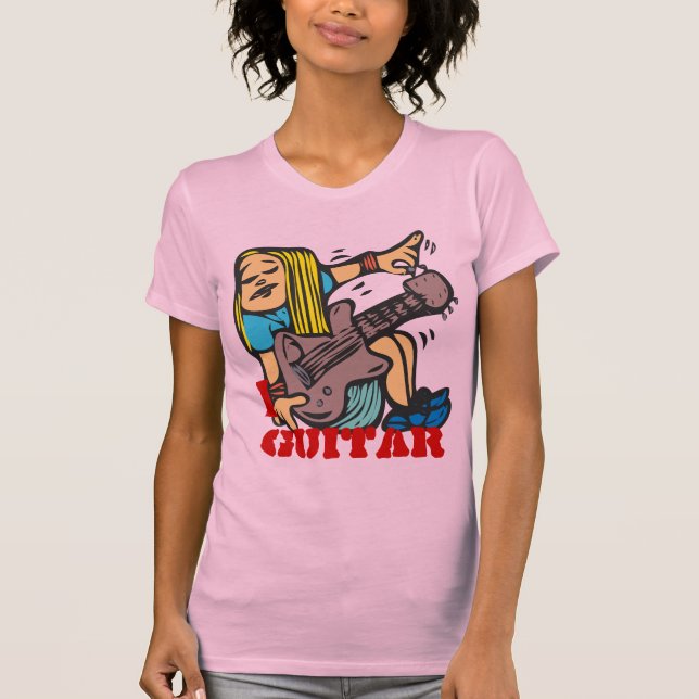 Camiseta I Guitar - Chica divertido Guitariano sintonizando (Anverso)