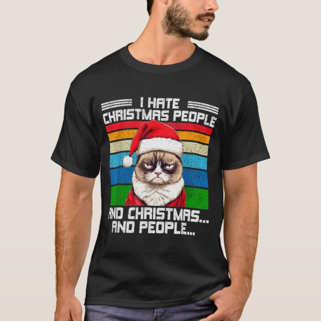 Camiseta I Hate Christmas Holidays Haters Black Uni-adults  (Anverso)