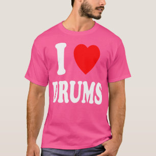 Camiseta I Heart (amor) Drums Band Percussion Snare Bass Ti