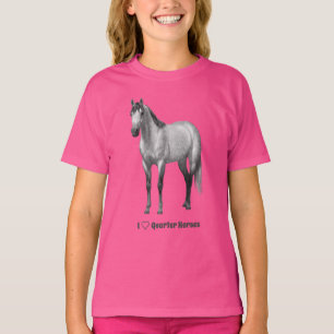 Camiseta I Heart (Amor) Quarter Horses Dapple Gray