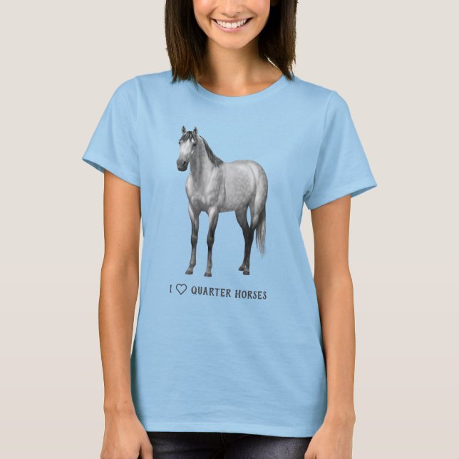 Camiseta I Heart (Amor) Quarter Horses Dapple Gray (Anverso)