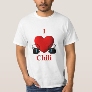 Camiseta I Heart Chili Pots with Blue Ribbons