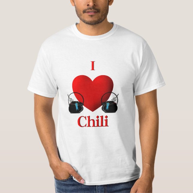 Camiseta I Heart Chili Pots with Blue Ribbons (Anverso)