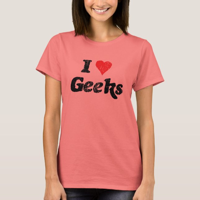 Camiseta I Heart Geeks (texto negro) (Anverso)