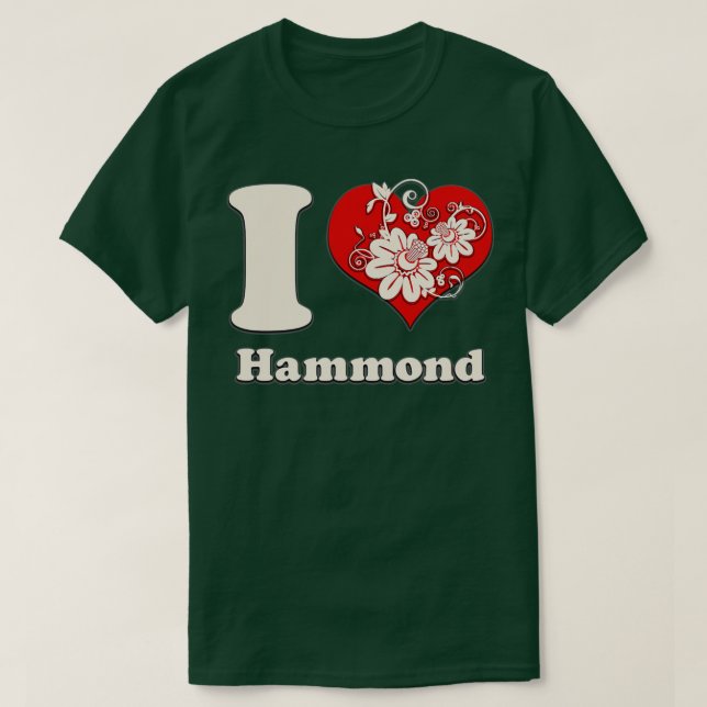 Camiseta I Heart Hammond Louisiana Floral (Diseño del anverso)