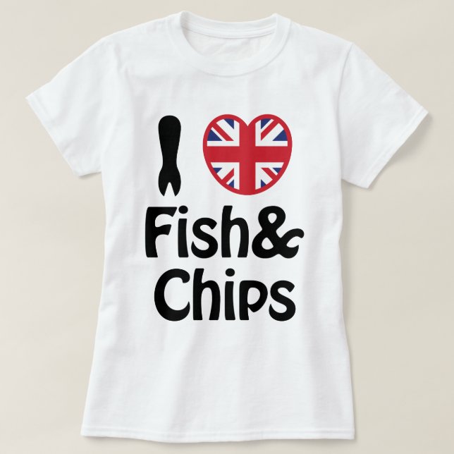 Camiseta I Heart [Love] Fish & Chips (Diseño del anverso)