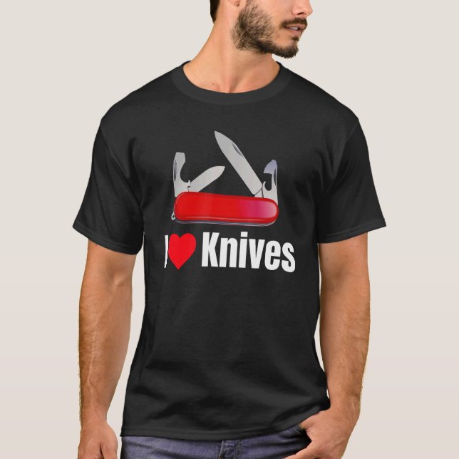 Camiseta I Heart Love Knives Pocket Knife Multi (Anverso)